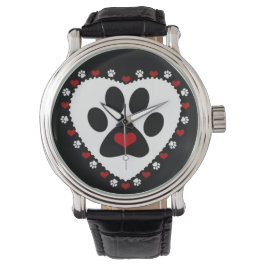 Relógio Paw Print Love Hearts Wrist Watch