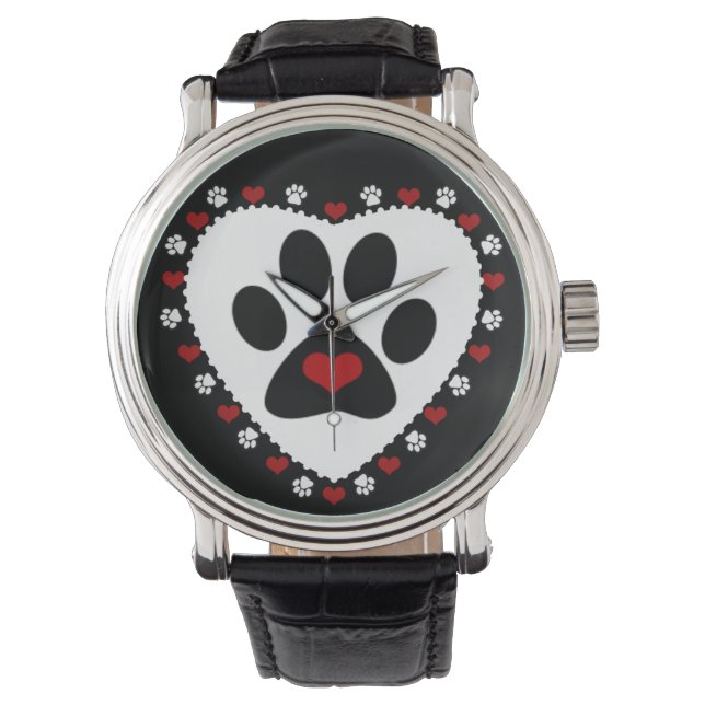 Relógio Paw Print Love Hearts Wrist Watch (Frente)