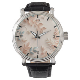 Relógio Peach Floral Wrist Watch-Elegante Mínimo design Ai