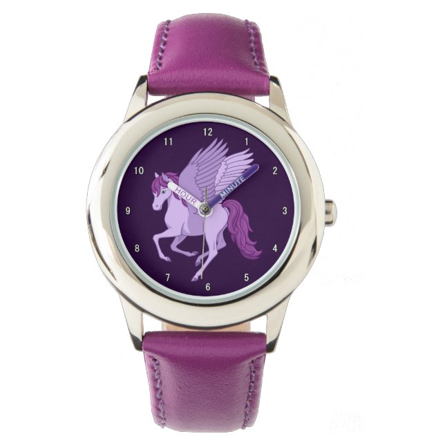 Relógio Pegasus, Cavalo Voador Roxo (Frente)