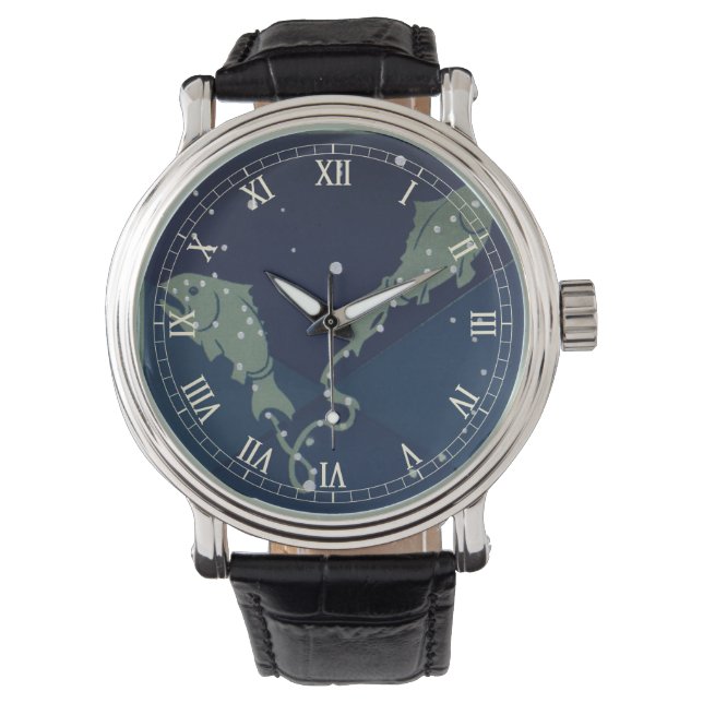 Relógio Peixes Constelação de Peixes Vintage Astrologia Zo (Frente)