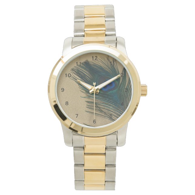 Relógio Penas Douradas Metálicas (Frente)