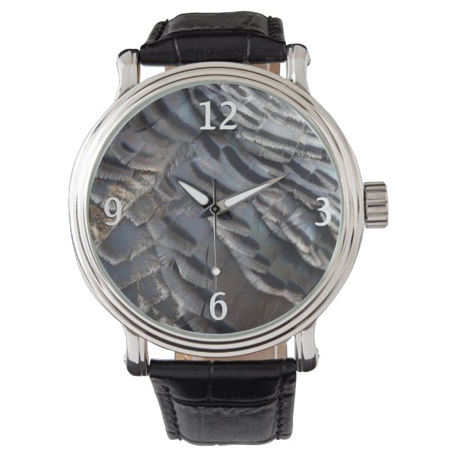 Relógio Penas Turcas Selvagens II Abstrato Nature Design (Frente)