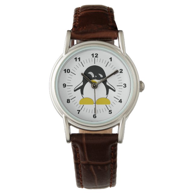 Relógio Penguin Brown Leather Strap, de mulheres (Frente)