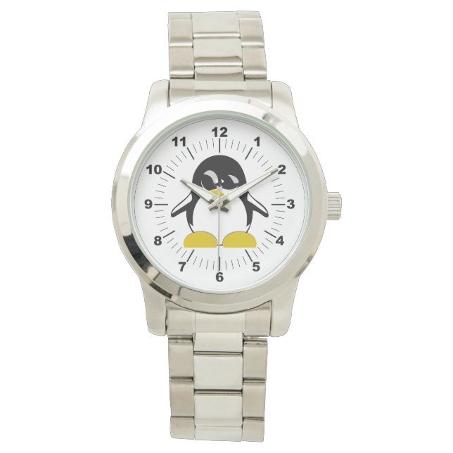 Relógio Penguin, com tamanho excessivo de Silver Bracelet  (Frente)