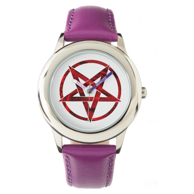 Relógio Pentagrama do Diabo Vermelho (Frente)