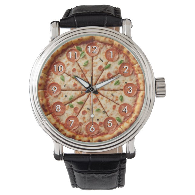 Relógio Pepperoni Pizza Clock - É Sempre Pizza Time! (Frente)