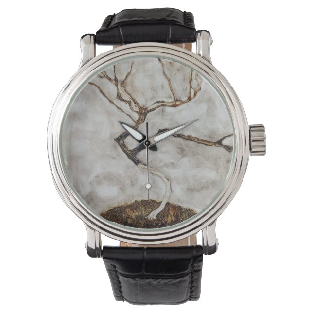 Relógio Pequena árvore no outono tardio de Egon Schiele (Frente)