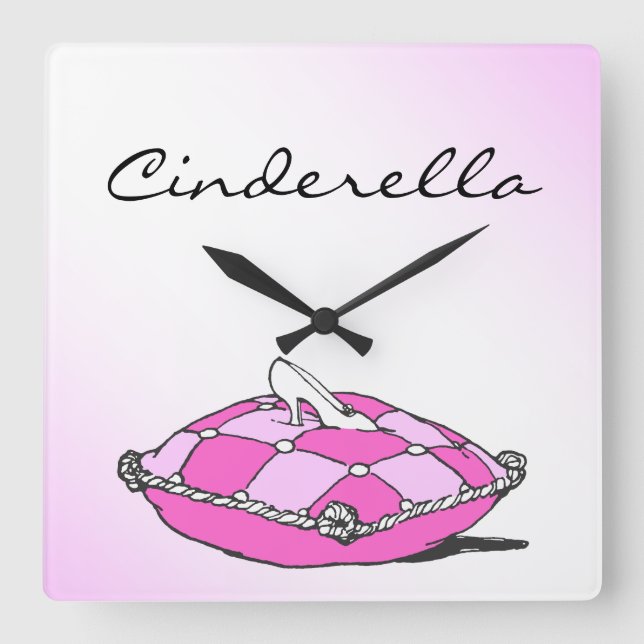 Relógio Personalizado de Travesseiro Rosa Cinderel (Frente)