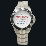Relógio Personalizado Donald Trump 2024 Retire a América<br><div class="desc">Mostre seu apoio em estilo com o nosso Donald Trump 2024 Personalizado, Leve a America Back Watch! Este cronograma ousado apresenta o slogan Take America Back, fazer declaração de patriotismo e compromisso com as eleições de 2024. Com um design de relógio personalizável e materiais duráveis e de alta qualidade, esse...</div>