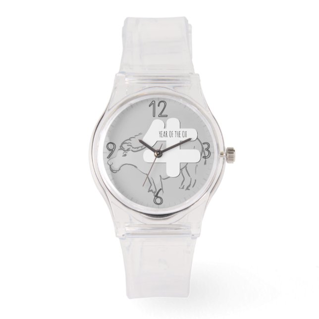 Relógio Personalizado W Ox Ideograma Chinês Zodiac Anivers (Frente)