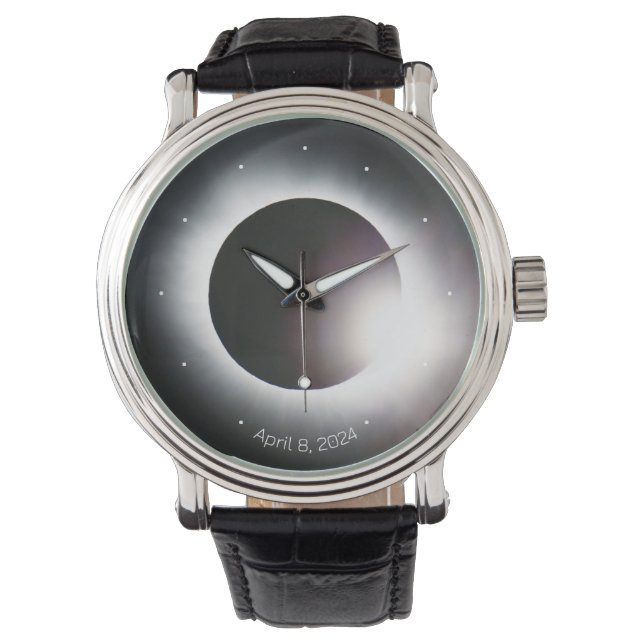 Relógio Personalizar Eclipse Solar Total 2024 (Frente)