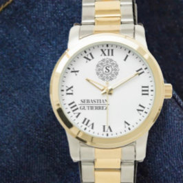 Relógio Personalized Black and white Monogrammed