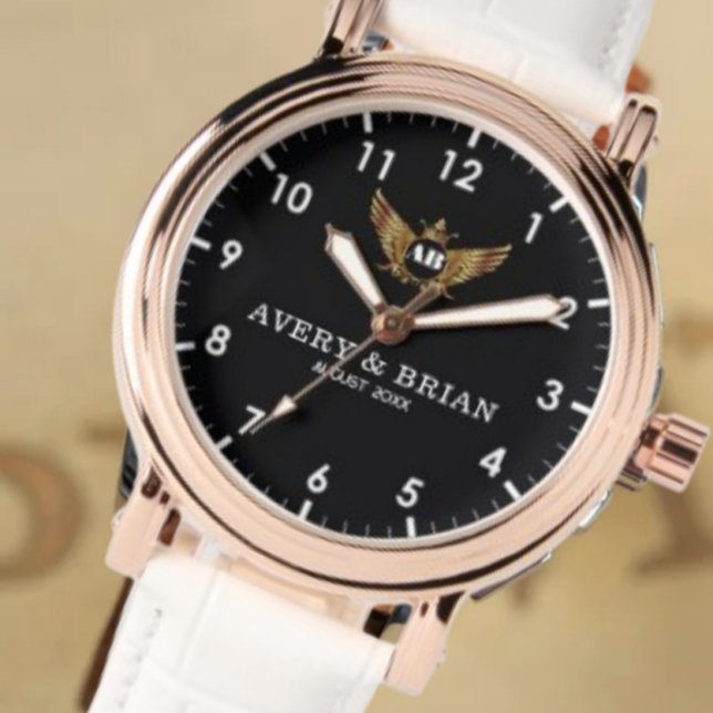 Relógio Personalized copule names initials and monogram  (Criador carregado)