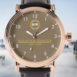 Relógio Personalized couple names minimal monogram 