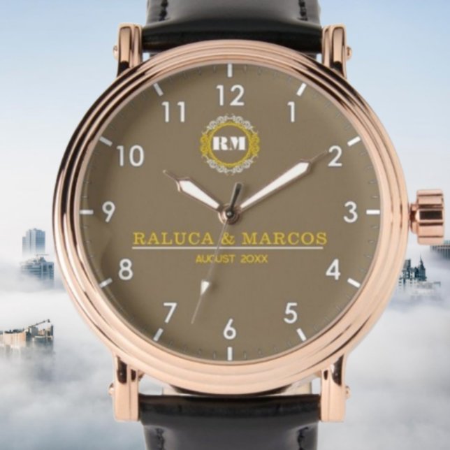 Relógio Personalized couple names minimal monogram  (Criador carregado)