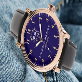 Relógio Personalized couple names minimal purple monogram