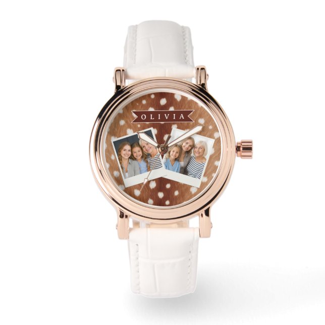 Relógio Personalized Deer Print Neutral Aesthetic Gifts (Frente)