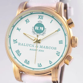 Relógio Personalized Floral Monogram for Newlyweds