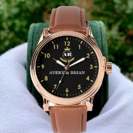 Relógio Personalized Gift Custom couple monogram 