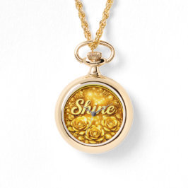 Relógio Personalized Gold Floral Necklace Watch