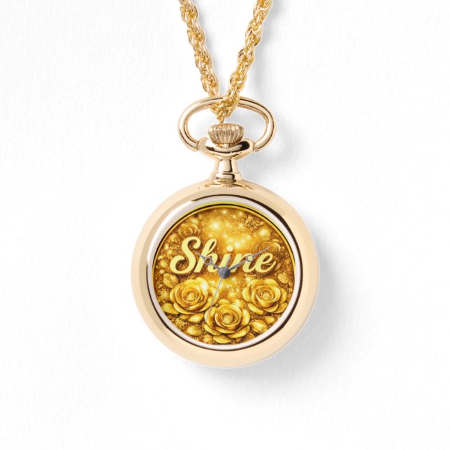 Relógio Personalized Gold Floral Necklace Watch (Frente)
