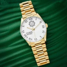 Relógio Personalized Gold Roman Numeral Luxury Custom Time