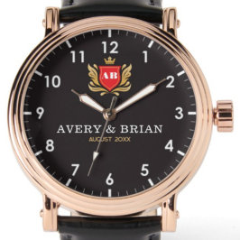 Relógio Personalized his & her name initials and monogram 