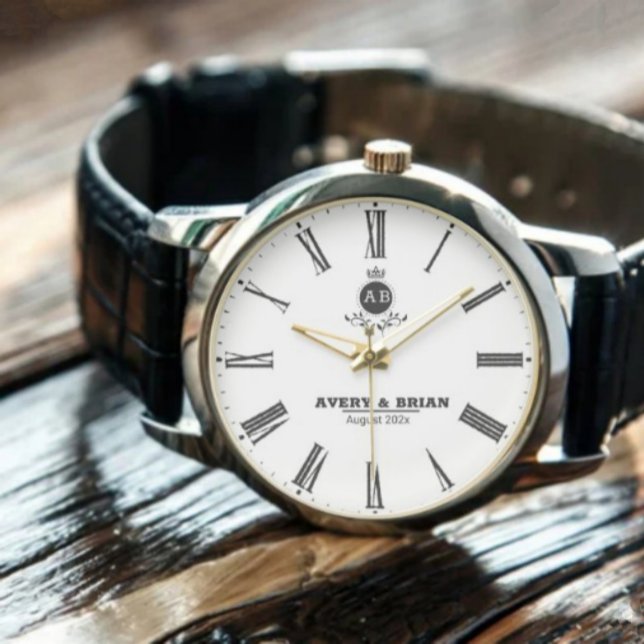 Relógio Personalized Initials Elegant Custom Name  (Criador carregado)