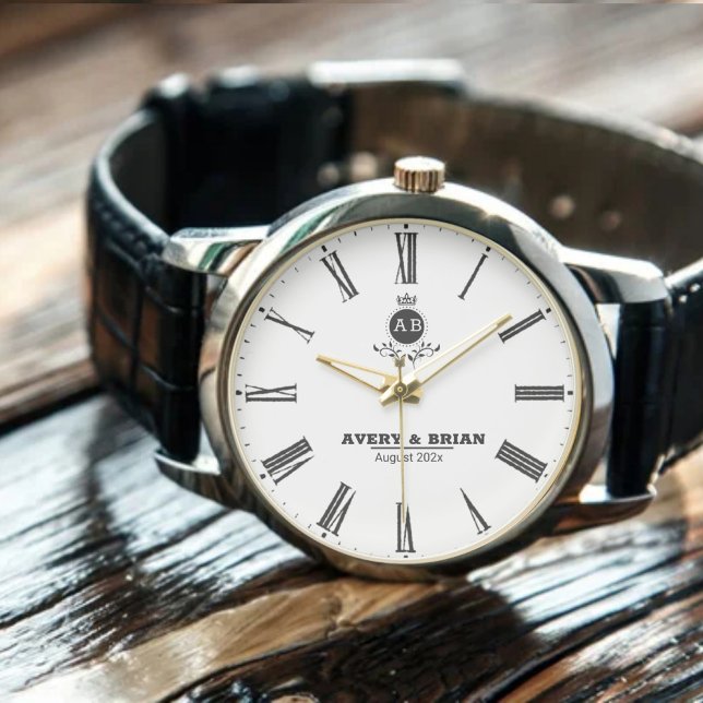 Relógio Personalized Initials Elegant Custom Name  (Criador carregado)