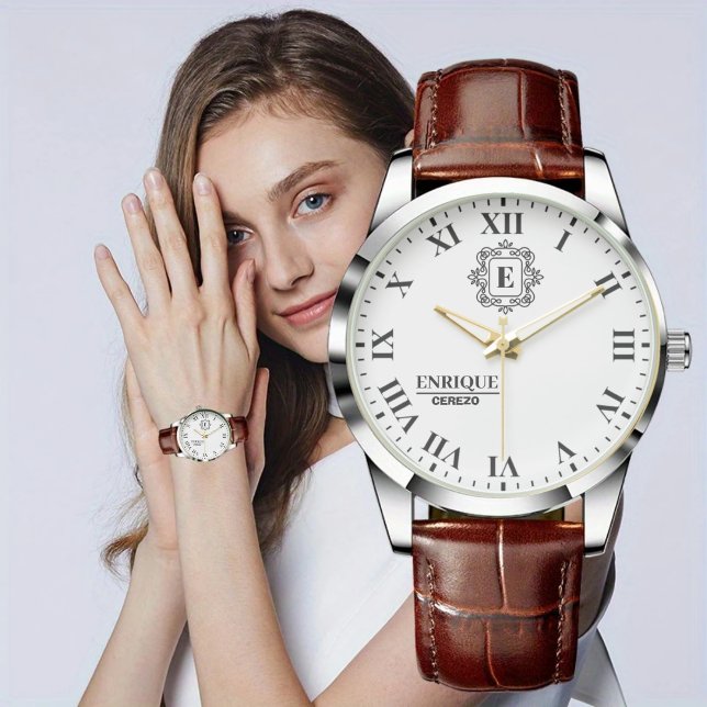 Relógio Personalized Initials Elegant Gift for Him & Her (Criador carregado)