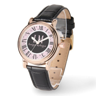 Relógio Personalized Pink & Black Bow