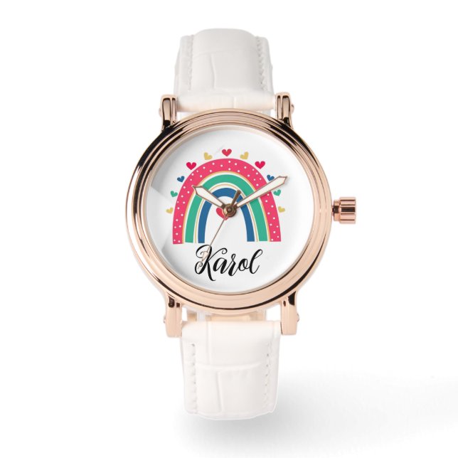 Relógio Personalized rainbow bracelet watch for mom. (Frente)