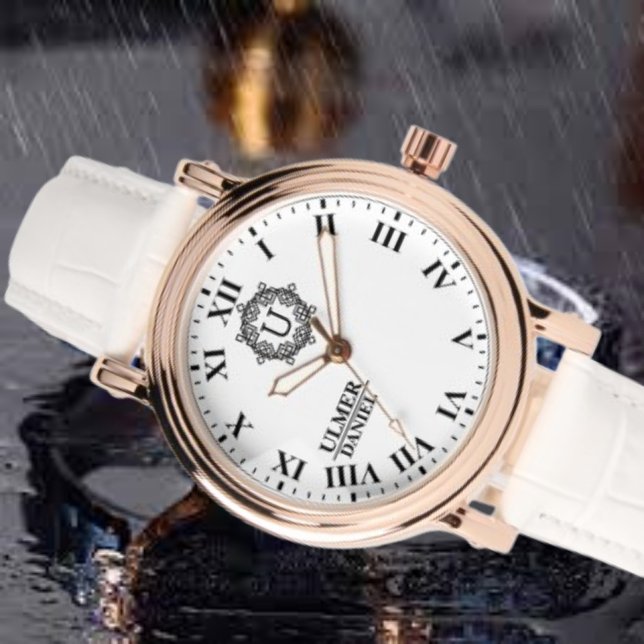 Relógio Personalized Silver Roman Numeral Modern Elegant  (Criador carregado)