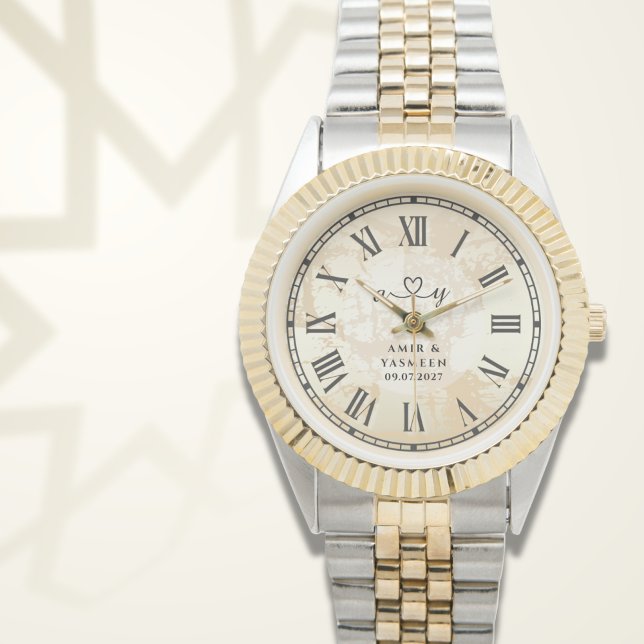 Relógio Personalized Two-Tone Couple’s Heartline (Criador carregado)