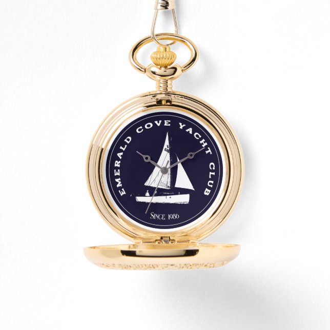 Relógio Personalized yacht club. Custom sail sailing boat (Frente)