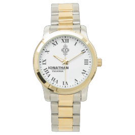 Relógio Person's black and white Monogrammed Initial