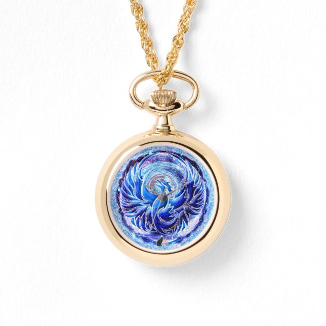 Relógio Pescoço Phoenix azul (Frente)