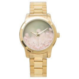 Relógio Pêssego Pequeno Bokeh Floral Pequenas Flores Pulso