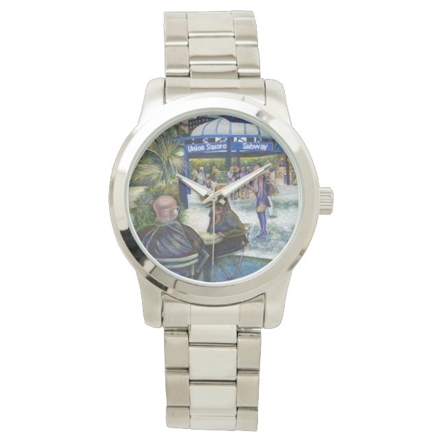 Relógio Pessoas Apaixonadas Jogando no Parque, NYC (Frente)