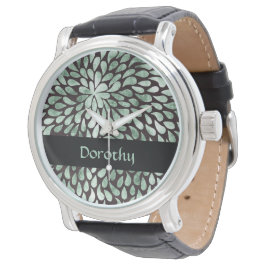 Relógio Pétalas verdes gradativas a preto