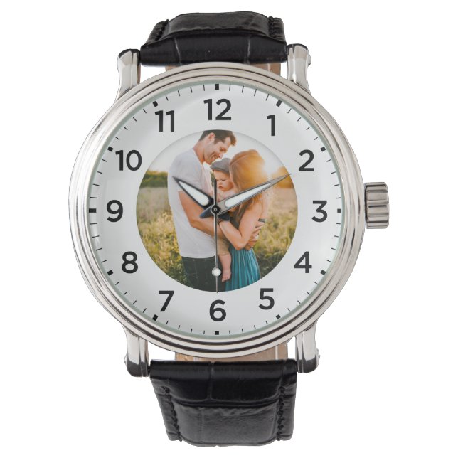 Relógio Photo Inlay Personalizado Leather Watch (Frente)