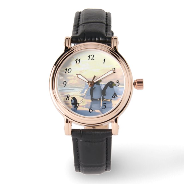 Relógio pinguins se resfriando em um bote de gelo (Frente)