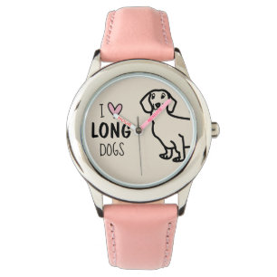 Relógio Pink Dachshund Love Girly Cute Engraçado Memória