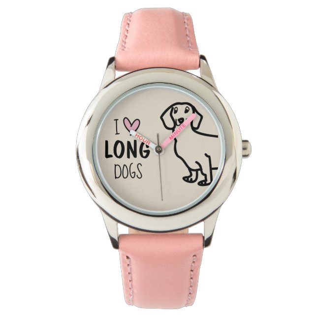 Relógio Pink Dachshund Love Girly Cute Engraçado Memória (Frente)