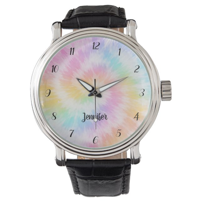 Relógio Pink Pastel Tie Dye Girly Chic                     (Frente)