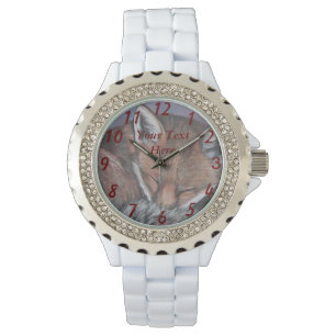 Relógio pintura de animais selvagens do sono da raposa