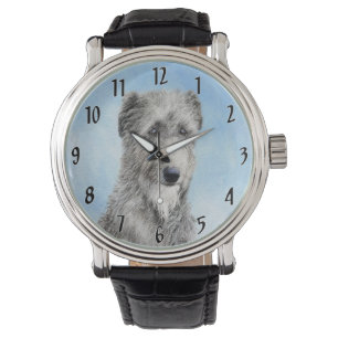 Relógio Pintura De Deerhound Escocês - Cachorro Original C