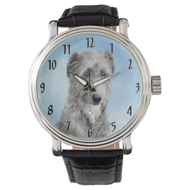 Relógio Pintura De Deerhound Escocês - Cachorro Original C (Frente)