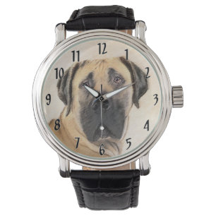 Relógio Pintura em Boerboel - Arte Cachorra Original